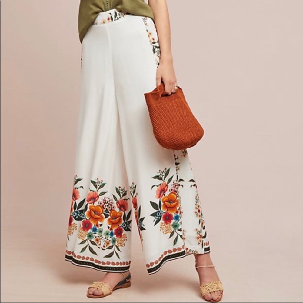 ANTHROPOLOGIE Farm Rio Floral Wide Legs Size XL